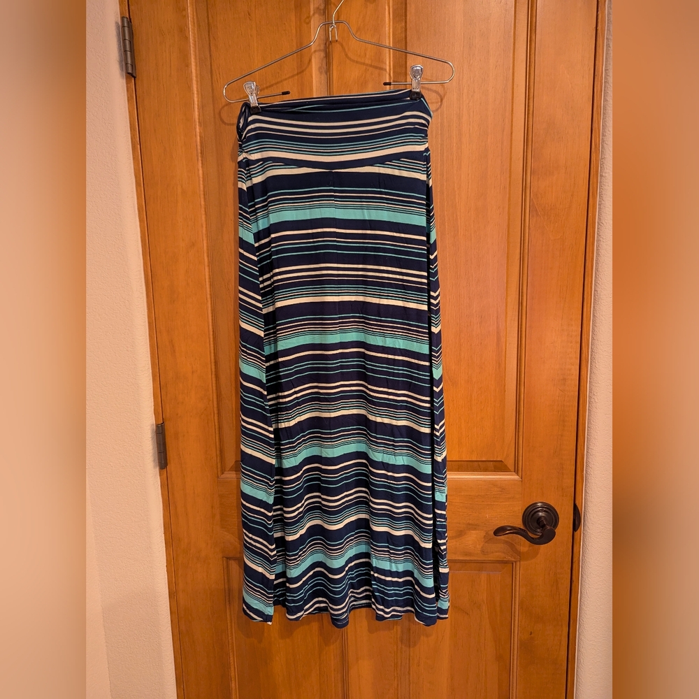 Mossimo Supply Co. Navy and Teal Striped Maxi Skirt